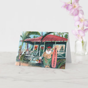 Carte père Noël à Noël hawaïen