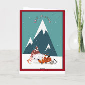 Carte Père Noël à vélo avec cerfs et lapins (Dos)