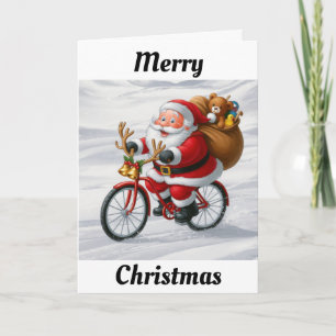 Carte Père Noël à vélo de Noël