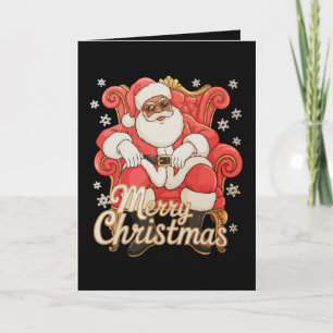 Carte Père Noël afro-américain Joyeux Noël Xmas
