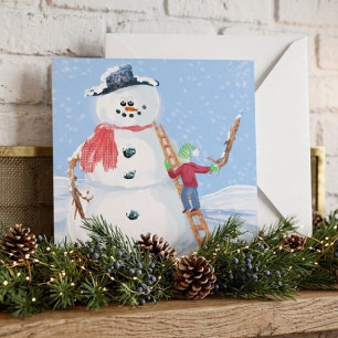 Carte Père Noël Aide à Construire un Bonhomme de Neige R
