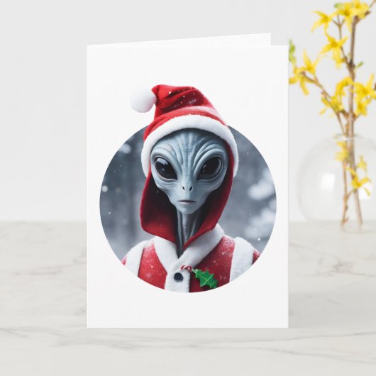 Carte Père Noël Alien (Fleur jaune)