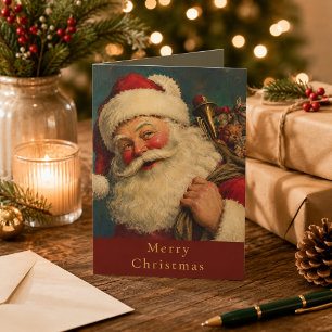 Carte Père Noël Antique Victorien Joyeux Noël