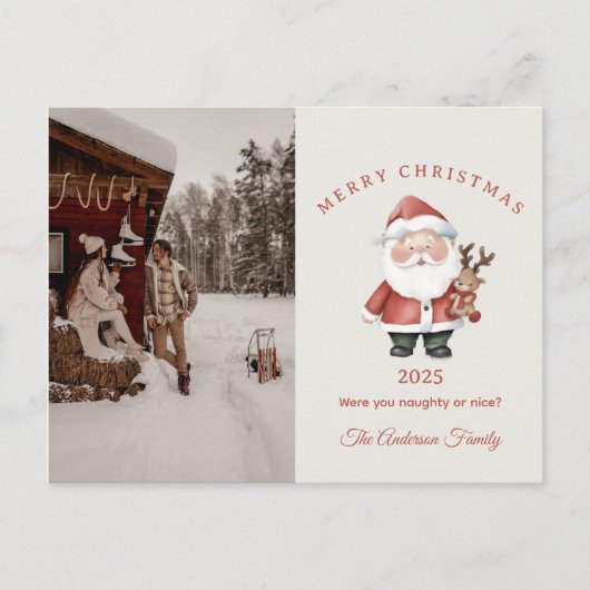 Carte Père Noël aquarelle cadeau de Noël (Devant)