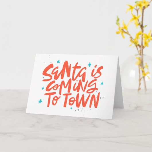 Carte Père Noël arrive à Town Holiday Design (Fleur jaune)