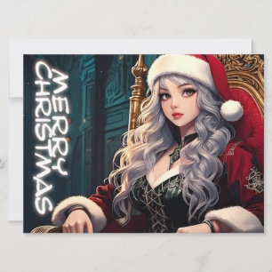 Carte Père Noël aux cheveux argentés – Joyeux Noël