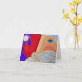 Carte Père Noël aux yeux bleus, Art Abstrait (Fleur jaune)