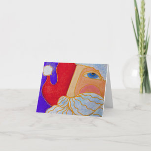 Carte Père Noël aux yeux bleus Art Abstrait