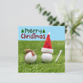 Carte Père Noël avec balle de golf Joyeux golfeur de Noë (Debout devant)