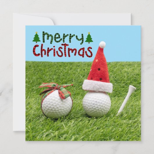 Carte Père Noël avec balle de golf Joyeux golfeur de Noë (Devant)