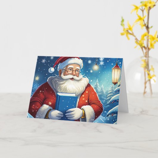 Carte Père Noël avec Big Book Christmas Card (Fleur jaune)
