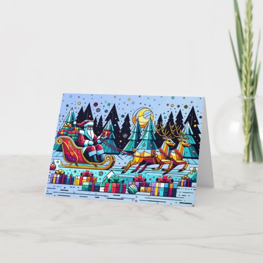 Carte Père Noël avec des cadeaux de Noël (Devant)