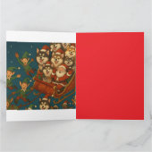 Carte Père Noël avec des chiots joyeux et des lutins ! (Intérieur)