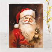 Carte Père Noël avec lanterne (Fleur jaune)