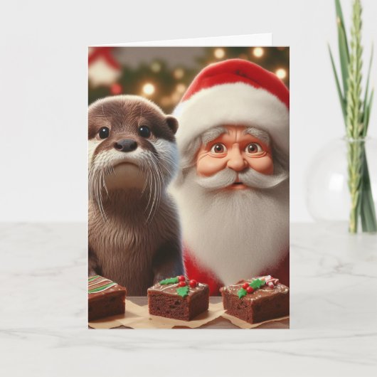 Carte Père Noël avec Otter et sucreries de Noël (Devant)
