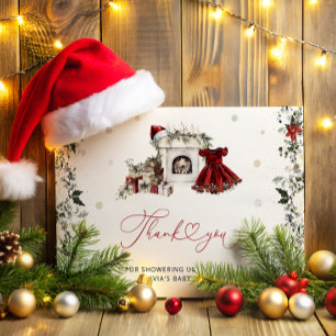 Carte Père Noël Baby Christmas Girl Baby shower Merci