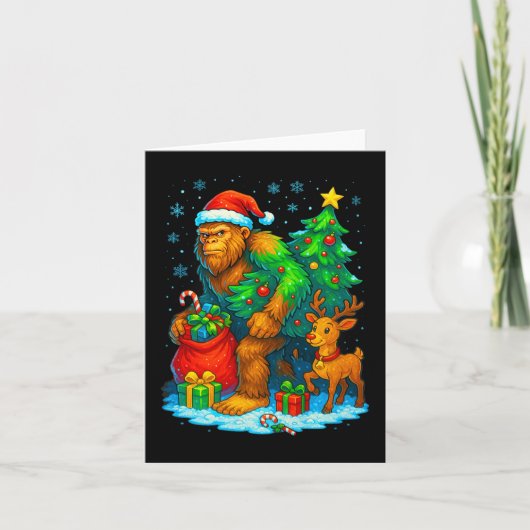 Carte Père Noël Bigfoot Arbre de Noël Reindeer Funny Sas (Devant)