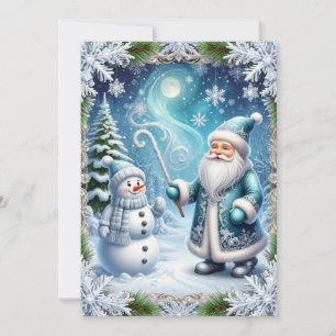 Carte Père Noël & Bonhomme de neige La magie des fêtes h