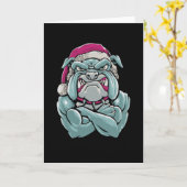 Carte Père Noël Bouledogue (Fleur jaune)