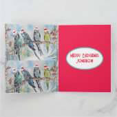 Carte Père Noël Budgie Noël aquarelle peinture oiseau (Intérieur)
