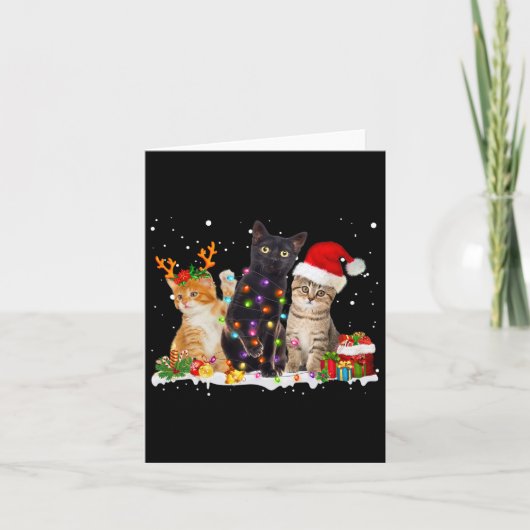 Carte Père Noël Cat Light Superbe Reindeer Pyjama Noël (Devant)