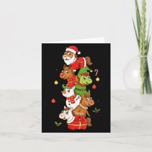 Carte Père Noël Cheval Drôle Elfe Bonhomme de Neige Noël