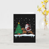 Carte Père Noël chevauchant un chien teckel garçons fill (Fleur jaune)