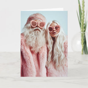 Carte Père Noël Chic Mr & Mrs Claus Tournent Têtes au Fe