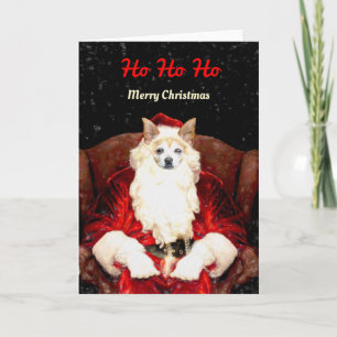 Carte Père Noël Chihuahua Chien Rouge Drôle Mignonne Vac
