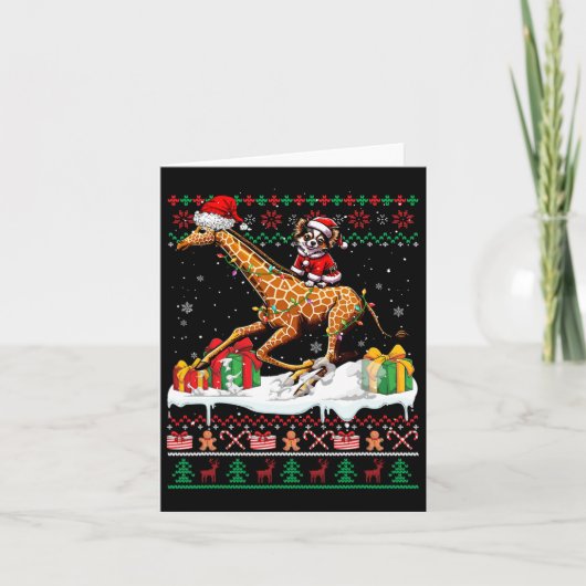 Carte Père Noël Chihuahua équitation Giraffe Sweater de (Devant)
