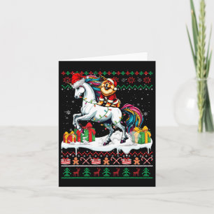 Carte Père Noël Chow Chow Riding Unicorn Sweater L