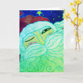 Carte Père Noël clignant d'œil Art Abstrait (Fleur jaune)