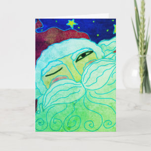 Carte Père Noël clignant d'œil Art Abstrait