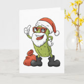 Carte Père Noël cornichon drôle dessin animé Noël vacanc (Fleur jaune)