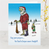 Carte Père Noël Corpse Funny Zombie Xmas Big (Fleur jaune)