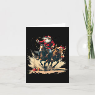 Carte Père Noël Cowboy Noël Vintage Cheval Vache Hommes