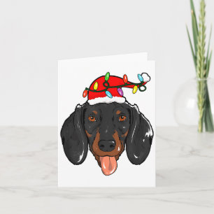 Carte Père Noël Dachshund Lumière Noël