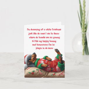CARTE PÈRE NOËL DACHSHUND PUPPY CHRISTMAS CARD