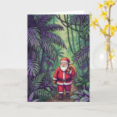 Carte Père Noël dans la jungle (Fleur jaune)
