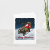 Carte Père Noël dans un vieux camion de livraison Joyeux (Devant)