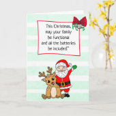 Carte Père Noël de dessin animé drôle et Noël de rennes  (Fleur jaune)