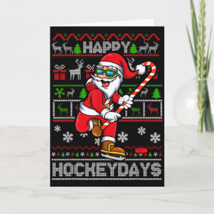 Carte Père Noël de hockey sur glace Joyeux Hockeydays Fu