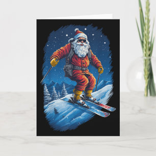 Carte Père Noël déchiquetant les pentes Père Noël skiant