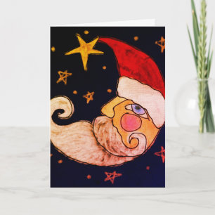Carte Père Noël demi-lune Art Abstrait