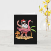 Carte Père Noël d'été Flamingo Flotteur Noël drôle en J (Fleur jaune)
