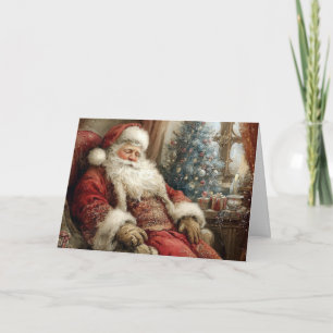 Carte Père Noël dormant Joyeuses Fêtes Pliées