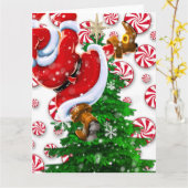 Carte Père Noël drôle (Fleur jaune)