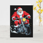 Carte Père Noël drôle à moto Vacances Noël Xm (Fleur jaune)