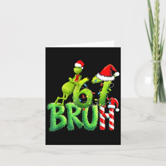 Carte Père Noël drôle Bruh Noël Meme 6 Cadeau Hommes, Fe (Devant)