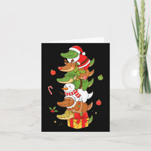Carte Père Noël drôle d'alligator elfe bonhomme de neige
